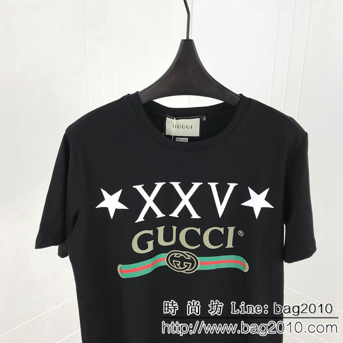 Gucci古奇 19ss新款短袖 xxv系列logo 採用絲光面料 三標齊全男女同款 ydi2272